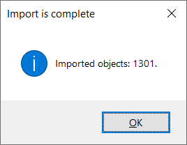 Import Comlpete Notification Message