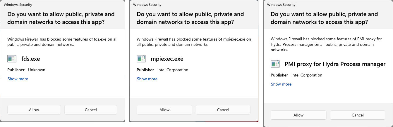 Allowing Access to FDS, SMV, MPICH Applications in the Firewall Window