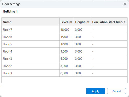 Floor Settings Window