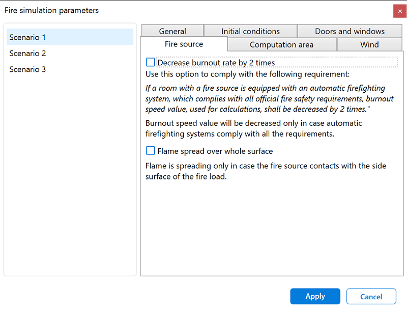 Fire Simulation Parameters