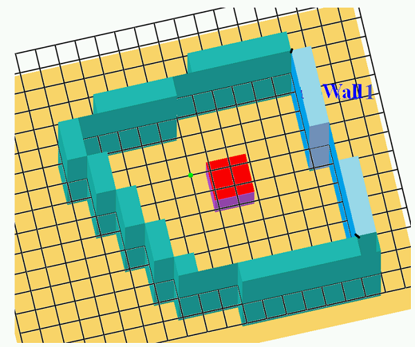 Scenario with Walls and Fire Source