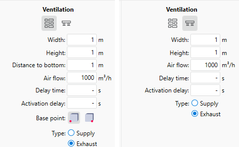 Ventilation on the Wall (Left)/ Ventilation on the Floor Slab (Right)