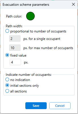 Evacuation Scheme Parameters Window