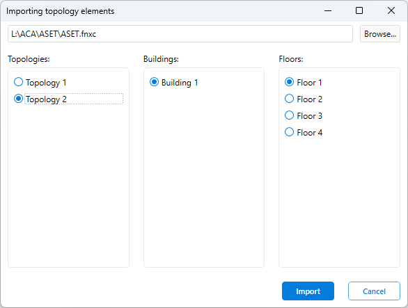 Selecting Topology Elements for Import